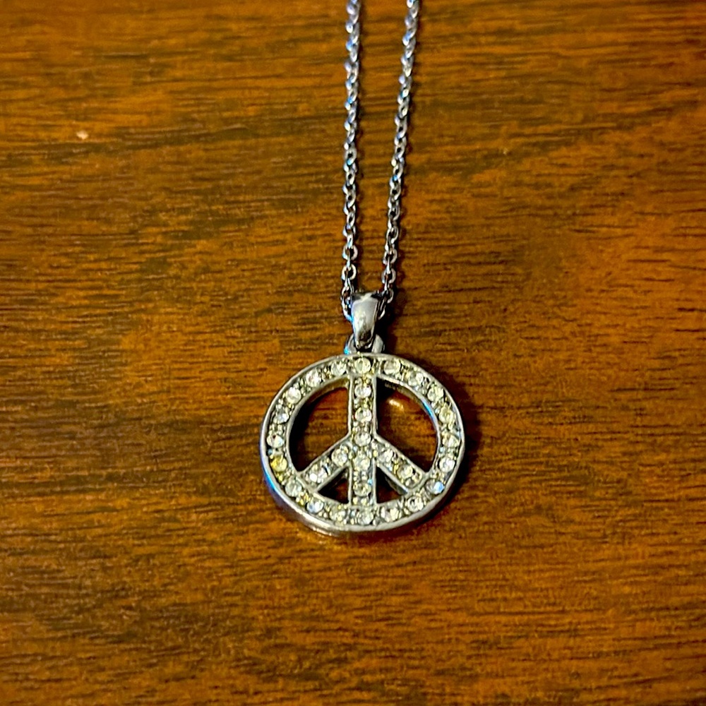 Peace Sign silver necklace